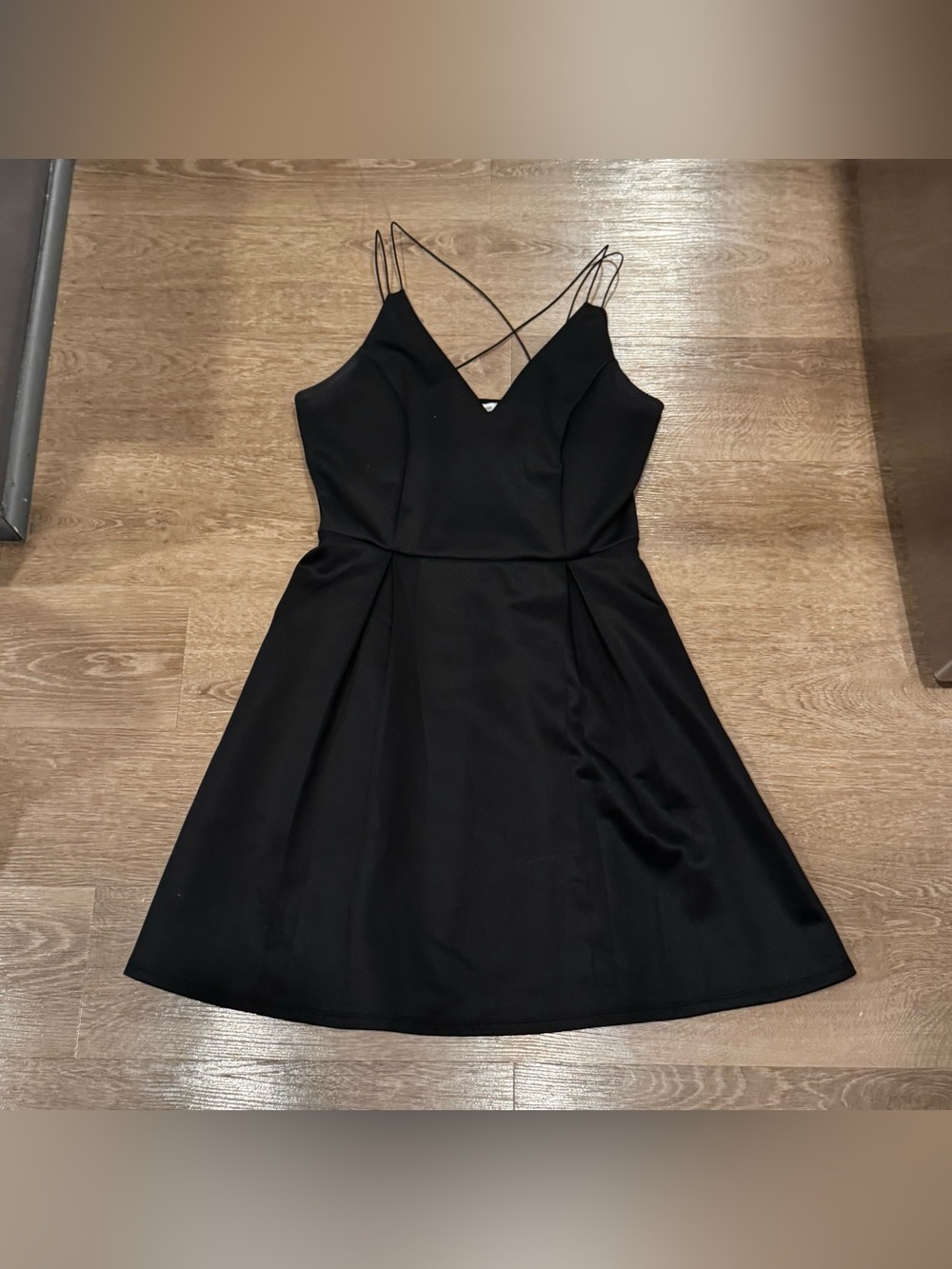 Charlotte Russe Black Double-Strap V-Neck Mini Dress